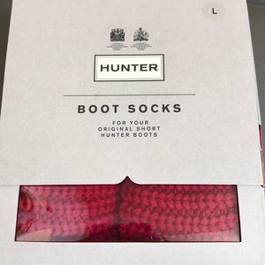 Hunter Half Cardigan  Boot Socks sz Large Red